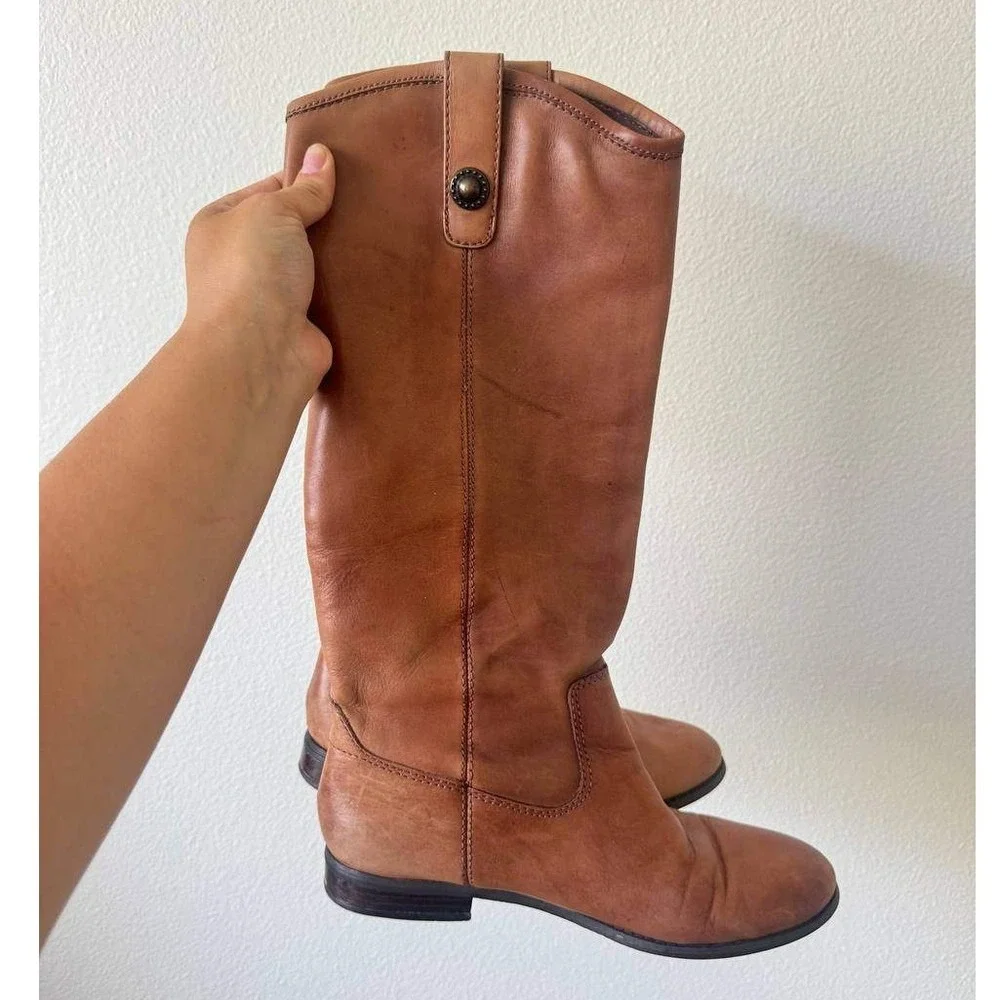 Vintage Carlos Santana Brown Riding Boots 6.5 Leather Knee High Western Boho